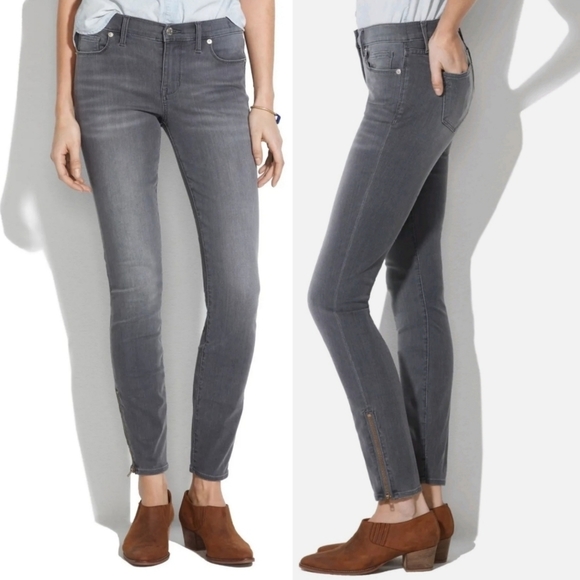 Madewell Skinny Ankle Zip Jeans in Shark Grey $128 - Picture 1 of 8